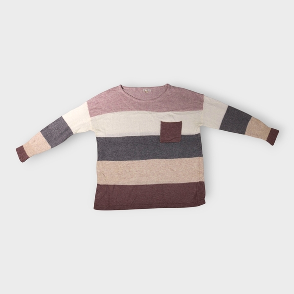 Ling Cotton Sweater Women Large Block Color Angora Rabbit Hair Blend - Picture 2 of 11